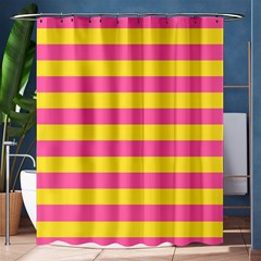 Horizontal Pink Yellow Line Shower Curtain 60  X 72  (medium)  by Mariart