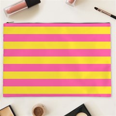 Horizontal Pink Yellow Line Cosmetic Bag (xxl)  by Mariart