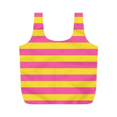 Horizontal Pink Yellow Line Full Print Recycle Bags (m)  by Mariart