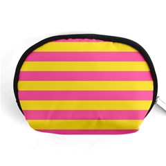 Horizontal Pink Yellow Line Accessory Pouches (medium)  by Mariart