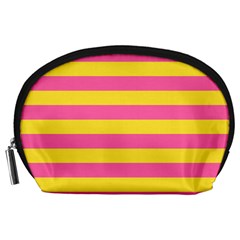 Horizontal Pink Yellow Line Accessory Pouches (large)  by Mariart