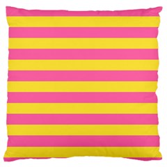 Horizontal Pink Yellow Line Large Flano Cushion Case (one Side) by Mariart