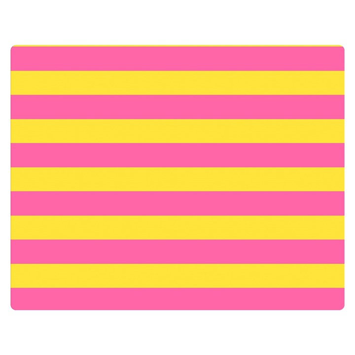 Horizontal Pink Yellow Line Double Sided Flano Blanket (Medium) 