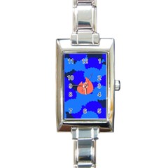 Image Orange Blue Sign Black Spot Polka Rectangle Italian Charm Watch by Mariart