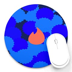 Image Orange Blue Sign Black Spot Polka Round Mousepads by Mariart