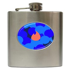 Image Orange Blue Sign Black Spot Polka Hip Flask (6 Oz) by Mariart