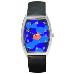 Image Orange Blue Sign Black Spot Polka Barrel Style Metal Watch by Mariart