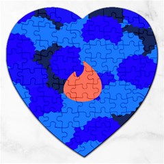 Image Orange Blue Sign Black Spot Polka Jigsaw Puzzle (heart) by Mariart