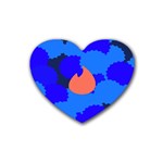 Image Orange Blue Sign Black Spot Polka Heart Coaster (4 pack)  Front