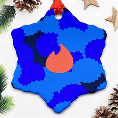 Image Orange Blue Sign Black Spot Polka Snowflake Ornament (two Sides) by Mariart