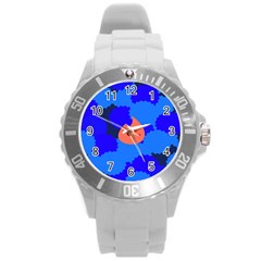 Image Orange Blue Sign Black Spot Polka Round Plastic Sport Watch (l) by Mariart