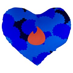 Image Orange Blue Sign Black Spot Polka Large 19  Premium Heart Shape Cushions by Mariart