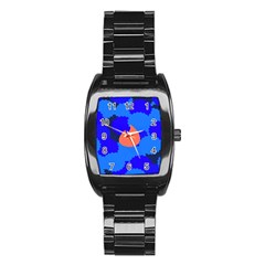 Image Orange Blue Sign Black Spot Polka Stainless Steel Barrel Watch by Mariart