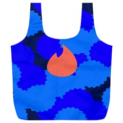 Image Orange Blue Sign Black Spot Polka Full Print Recycle Bags (l)  by Mariart