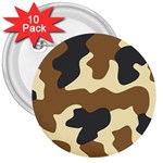 Initial Camouflage Camo Netting Brown Black 3  Buttons (10 pack)  Front