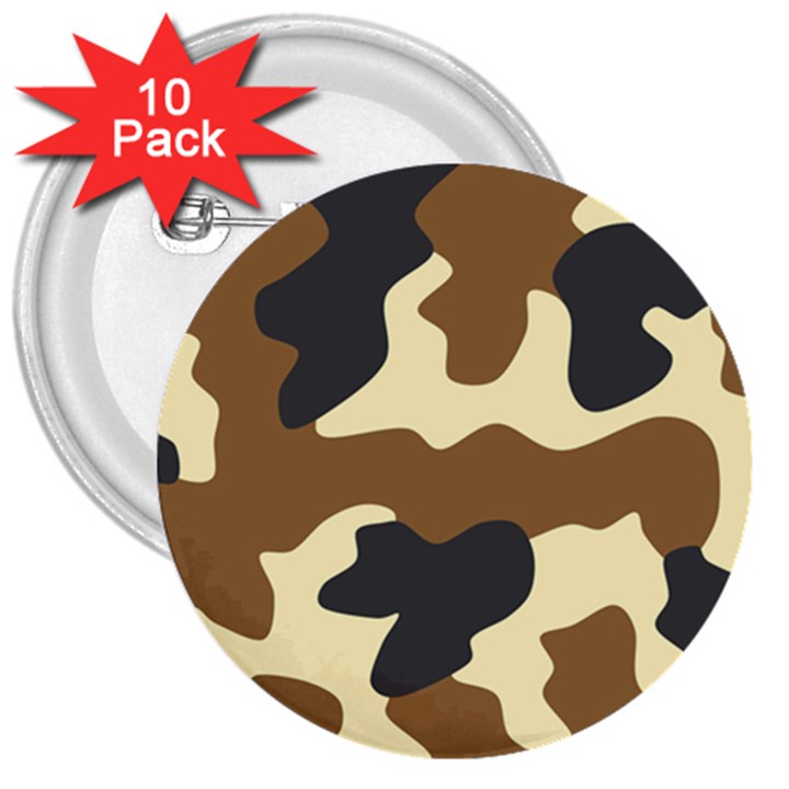 Initial Camouflage Camo Netting Brown Black 3  Buttons (10 pack) 