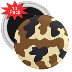 Initial Camouflage Camo Netting Brown Black 3  Magnets (10 Pack)  by Mariart