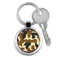 Initial Camouflage Camo Netting Brown Black Key Chains (round)  by Mariart