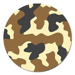 Initial Camouflage Camo Netting Brown Black Magnet 5  (round) by Mariart