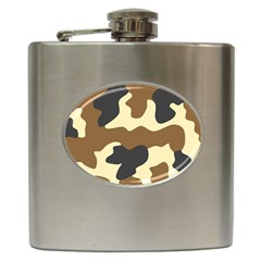 Initial Camouflage Camo Netting Brown Black Hip Flask (6 Oz) by Mariart