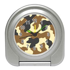 Initial Camouflage Camo Netting Brown Black Travel Alarm Clocks by Mariart