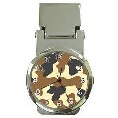 Initial Camouflage Camo Netting Brown Black Money Clip Watches by Mariart