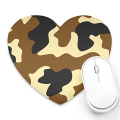 Initial Camouflage Camo Netting Brown Black Heart Mousepads by Mariart