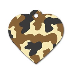 Initial Camouflage Camo Netting Brown Black Dog Tag Heart (one Side) by Mariart