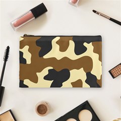 Initial Camouflage Camo Netting Brown Black Cosmetic Bag (medium)  by Mariart