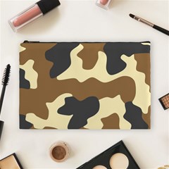 Initial Camouflage Camo Netting Brown Black Cosmetic Bag (large) 