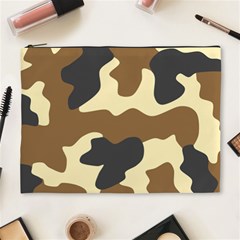 Initial Camouflage Camo Netting Brown Black Cosmetic Bag (xl) by Mariart