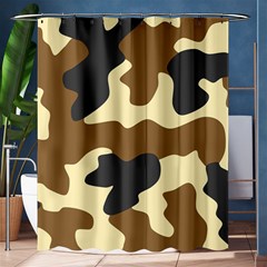 Initial Camouflage Camo Netting Brown Black Shower Curtain 60  X 72  (medium)  by Mariart