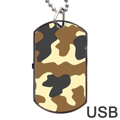 Initial Camouflage Camo Netting Brown Black Dog Tag Usb Flash (one Side) by Mariart