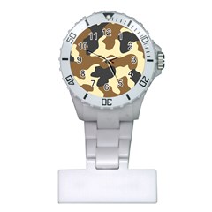 Initial Camouflage Camo Netting Brown Black Plastic Nurses Watch by Mariart