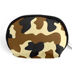 Initial Camouflage Camo Netting Brown Black Accessory Pouches (medium)  by Mariart