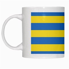 Horizontal Blue Yellow Line White Mugs by Mariart