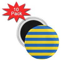 Horizontal Blue Yellow Line 1 75  Magnets (10 Pack)  by Mariart