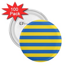 Horizontal Blue Yellow Line 2 25  Buttons (100 Pack) 