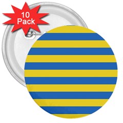 Horizontal Blue Yellow Line 3  Buttons (10 Pack) 