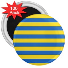 Horizontal Blue Yellow Line 3  Magnets (100 Pack) by Mariart