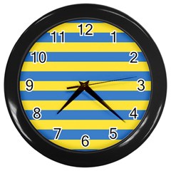 Horizontal Blue Yellow Line Wall Clocks (black)