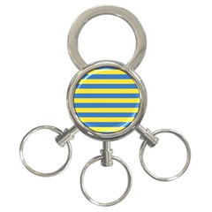 Horizontal Blue Yellow Line 3-ring Key Chains by Mariart