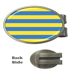 Horizontal Blue Yellow Line Money Clips (oval)  by Mariart