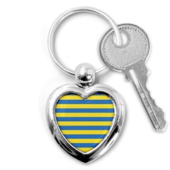 Horizontal Blue Yellow Line Key Chains (heart) 