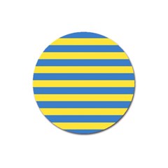 Horizontal Blue Yellow Line Magnet 3  (round)