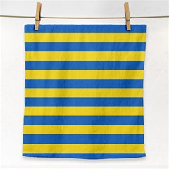 Horizontal Blue Yellow Line Face Towel by Mariart