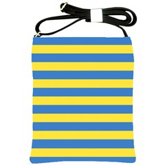 Horizontal Blue Yellow Line Shoulder Sling Bags by Mariart