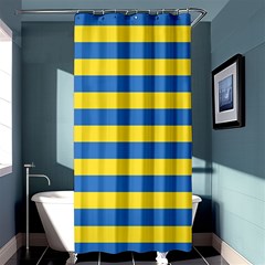 Horizontal Blue Yellow Line Shower Curtain 36  X 72  (stall)  by Mariart