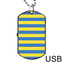 Horizontal Blue Yellow Line Dog Tag Usb Flash (two Sides) by Mariart