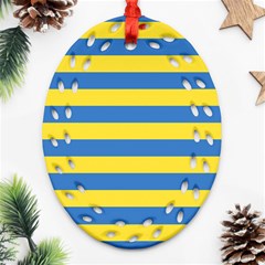 Horizontal Blue Yellow Line Ornament (oval Filigree) by Mariart